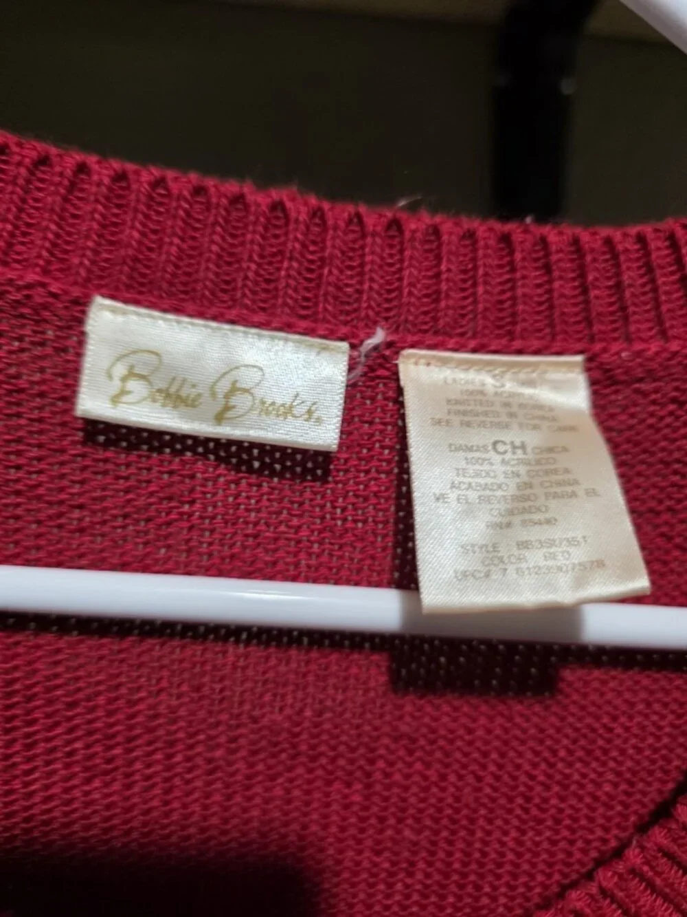 Bobbie Brooks Vintage Red Knit Sweater Short Sleeve Women's Size Small